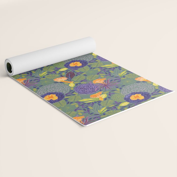Forest Full of Wild Mushrooms in Sage & Plum Yoga Mat Gallery Image 2