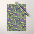 Forest Full of Wild Mushrooms in Sage & Plum Wrapping Paper Gallery Image 1