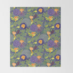 Forest Full of Wild Mushrooms in Sage & Plum Throw Blanket Gallery Image 2