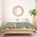 Forest Full of Wild Mushrooms in Sage & Plum Duvet Cover Gallery Image 3