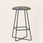 Forest Full of Wild Mushrooms in Sage & Plum Stool Gallery Image 1