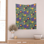Forest Full of Wild Mushrooms in Sage & Plum Wall Tapestry Gallery Image 2