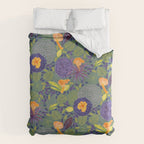 Forest Full of Wild Mushrooms in Sage & Plum Duvet Cover Gallery Image 6