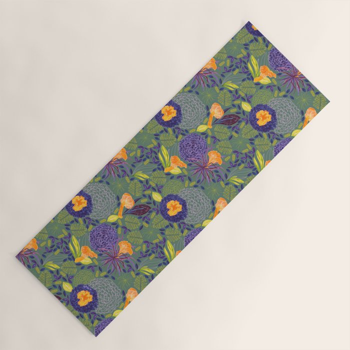 Forest Full of Wild Mushrooms in Sage & Plum Yoga Mat Gallery Image 1