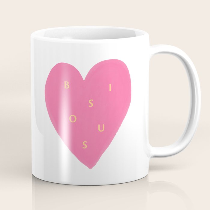 Heart Bisous - Pink Love French Typography Coffee Mug Gallery Image 1