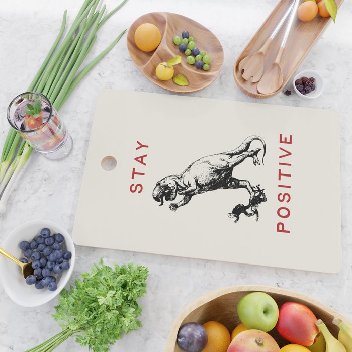 Stay Positive - Fun Dinosaur Cutting Board Gallery Image 2