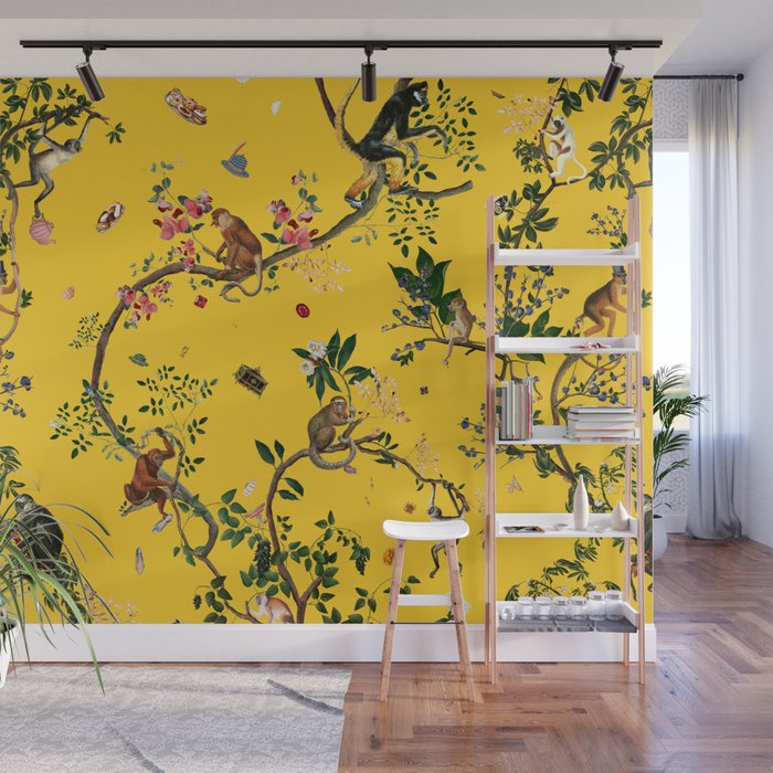Monkey World Yellow Wall Mural Gallery Image 1