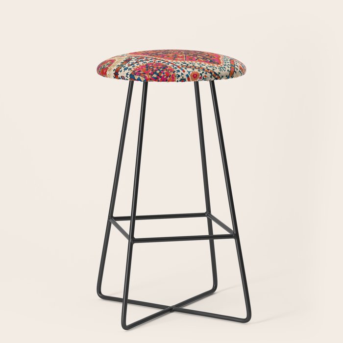 Large Medallion Suzani Print Stool Gallery Image 1