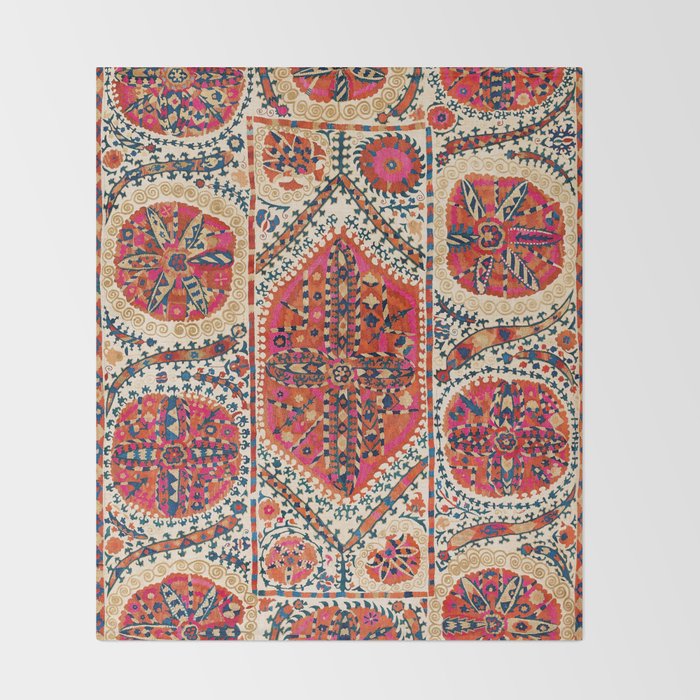 Large Medallion Suzani Print Throw Blanket Gallery Image 2