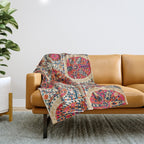 Large Medallion Suzani Print Throw Blanket Gallery Image 1