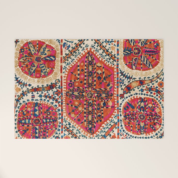 Large Medallion Suzani Print Welcome Mat Gallery Image 1