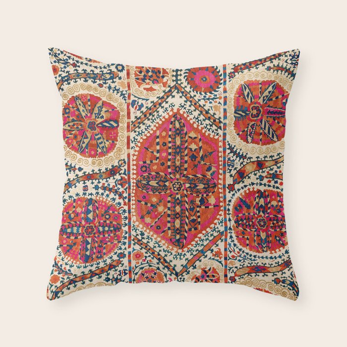 Large Medallion Suzani Print Throw Pillow Gallery Image 6