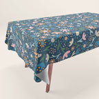 Ditsy Daisy Floral on Blue Tablecloth Gallery Image 1