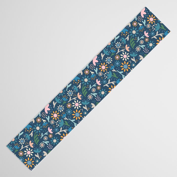 Ditsy Daisy Floral on Blue Table Runner Gallery Image 3
