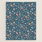 Ditsy Daisy Floral on Blue Jigsaw Puzzle Gallery Image 1