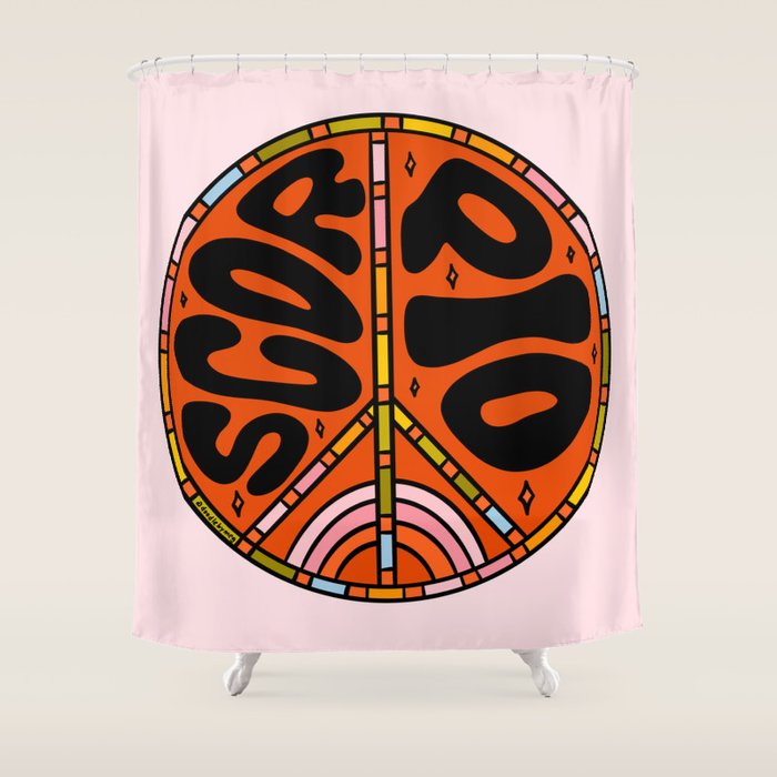 Scorpio Peace Sign Shower Curtain Gallery Image 1