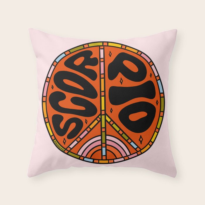 Scorpio Peace Sign Throw Pillow Gallery Image 1
