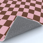 Retro Brown and Pink Checkerboard Rug Gallery Image 4