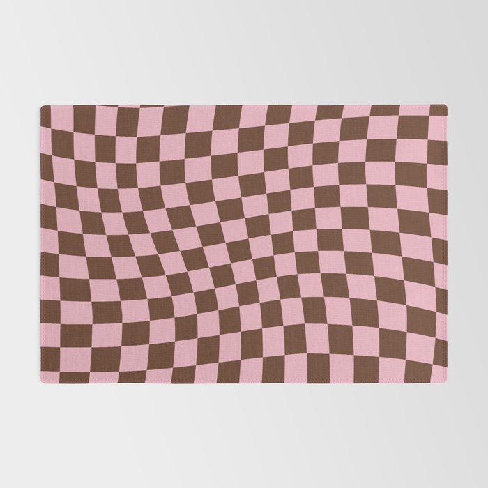 Retro Brown and Pink Checkerboard Rug Gallery Image 2