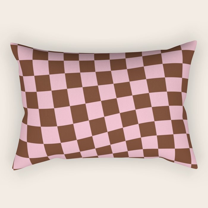 Retro Brown and Pink Checkerboard Rectangular Pillow Gallery Image 2