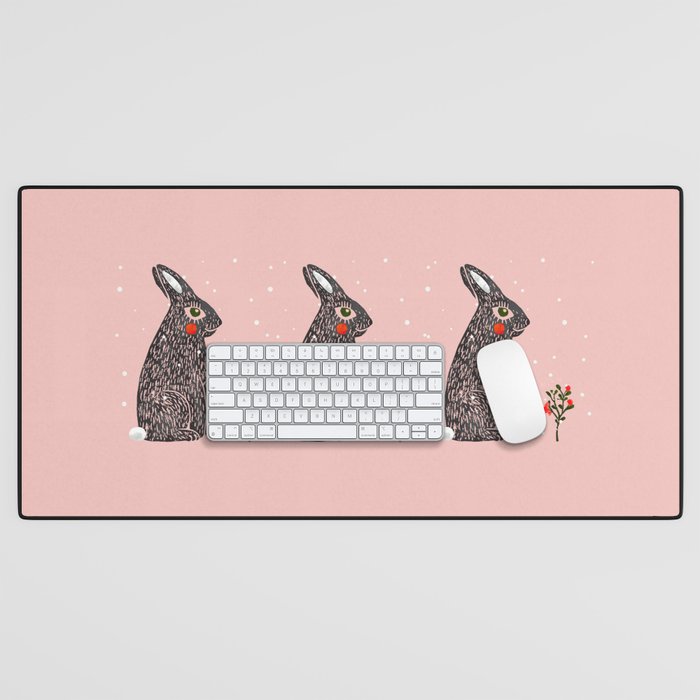 Christmas rabbit - illustration Desk Mat Gallery Image 1