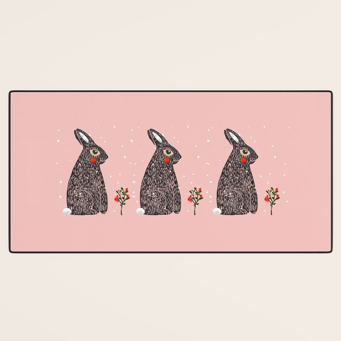 Christmas rabbit - illustration Desk Mat Gallery Image 3