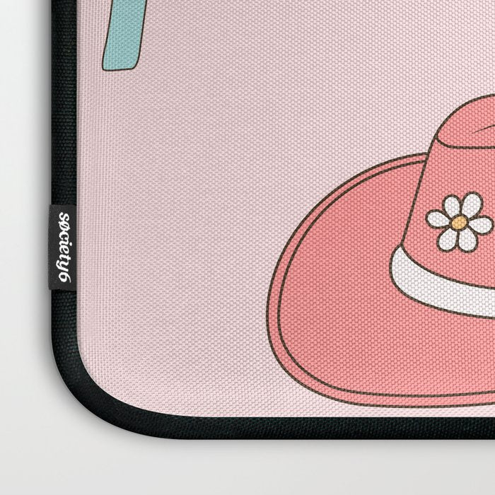 Cute Desert Cowgirl Pink Cowboy Boots Daisy Laptop Sleeve Gallery Image 3