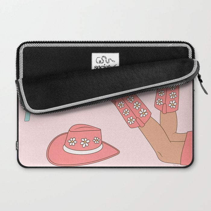Cute Desert Cowgirl Pink Cowboy Boots Daisy Laptop Sleeve Gallery Image 2