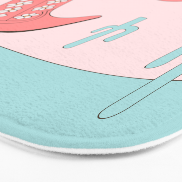 Cute Desert Cowgirl Pink Cowboy Boots Daisy Bath Mat Gallery Image 3
