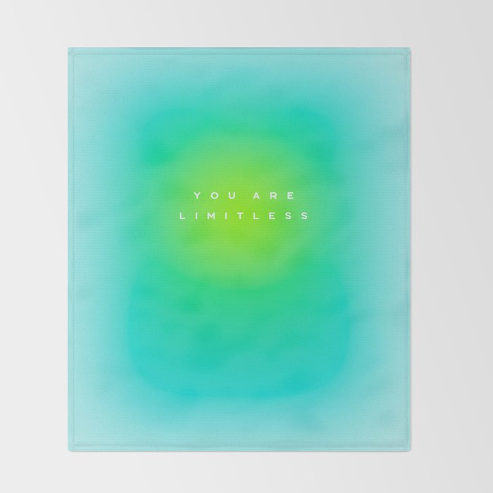 You are limitless optimistic gradient empowering women  green turquoise blue Throw Blanket Gallery Image 2