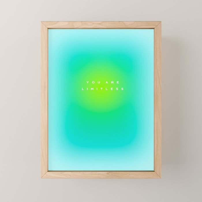You are limitless optimistic gradient empowering women  green turquoise blue Mini Art Print Gallery Image 1
