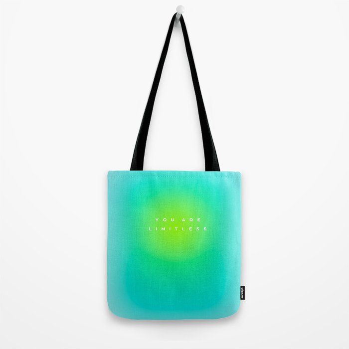 You are limitless optimistic gradient empowering women  green turquoise blue Tote Bag Gallery Image 2