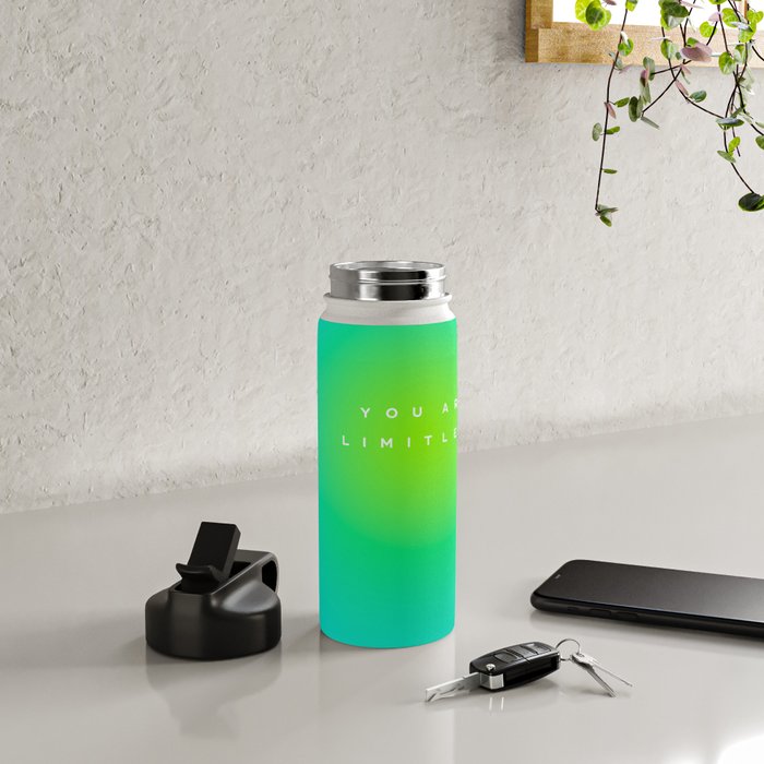 You are limitless optimistic gradient empowering women  green turquoise blue Water Bottle Gallery Image 4