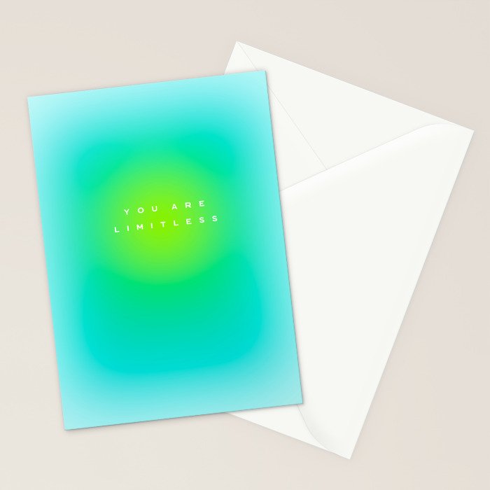 You are limitless optimistic gradient empowering women  green turquoise blue Stationery Card Gallery Image 2