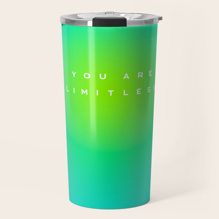 You are limitless optimistic gradient empowering women  green turquoise blue Travel Mug Gallery Image 1