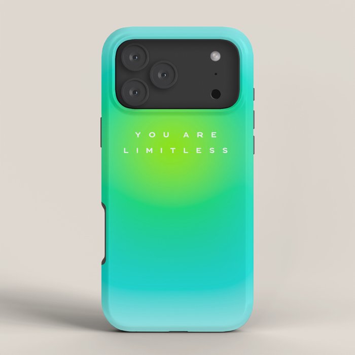 You are limitless optimistic gradient empowering women  green turquoise blue iPhone Case Gallery Image 4