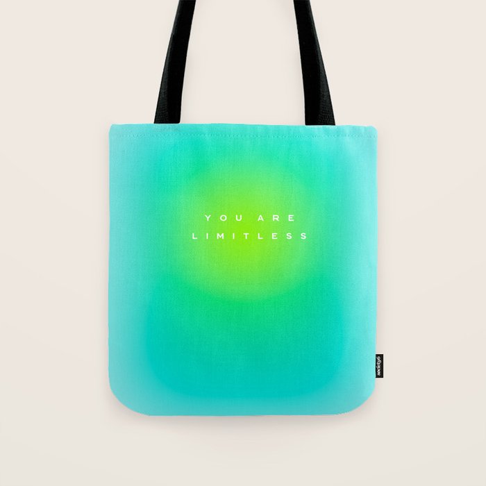 You are limitless optimistic gradient empowering women  green turquoise blue Tote Bag Gallery Image 1
