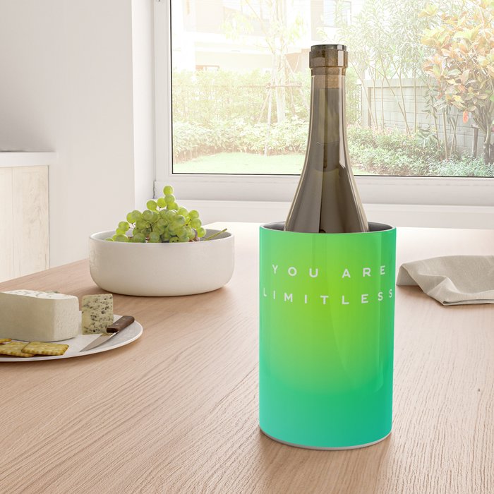 You are limitless optimistic gradient empowering women  green turquoise blue Wine Chiller Gallery Image 4