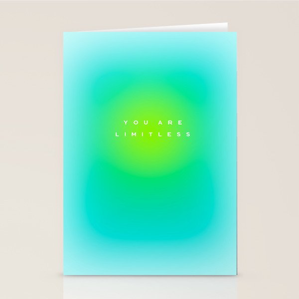 You are limitless optimistic gradient empowering women  green turquoise blue Stationery Card Gallery Image 2