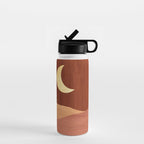 TERRACOTTA NIGHT, abstract landscape, moon and desert Water Bottle Gallery Image 1