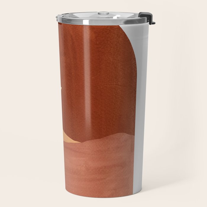 TERRACOTTA NIGHT, abstract landscape, moon and desert Travel Mug Gallery Image 2