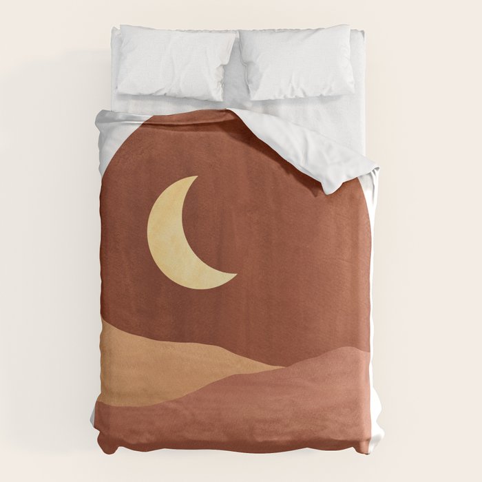 TERRACOTTA NIGHT, abstract landscape, moon and desert Duvet Cover Gallery Image 6