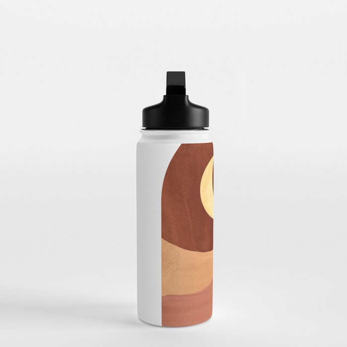 TERRACOTTA NIGHT, abstract landscape, moon and desert Water Bottle Gallery Image 3
