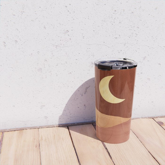 TERRACOTTA NIGHT, abstract landscape, moon and desert Travel Mug Gallery Image 4