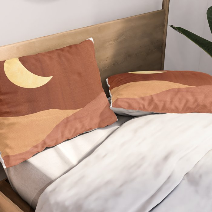 TERRACOTTA NIGHT, abstract landscape, moon and desert Pillow Sham Gallery Image 2