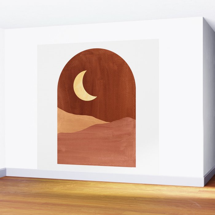 TERRACOTTA NIGHT, abstract landscape, moon and desert Wall Mural Gallery Image 2