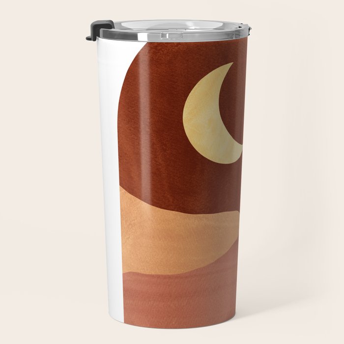 TERRACOTTA NIGHT, abstract landscape, moon and desert Travel Mug Gallery Image 3