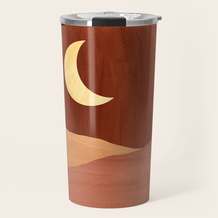 TERRACOTTA NIGHT, abstract landscape, moon and desert Travel Mug Gallery Image 1