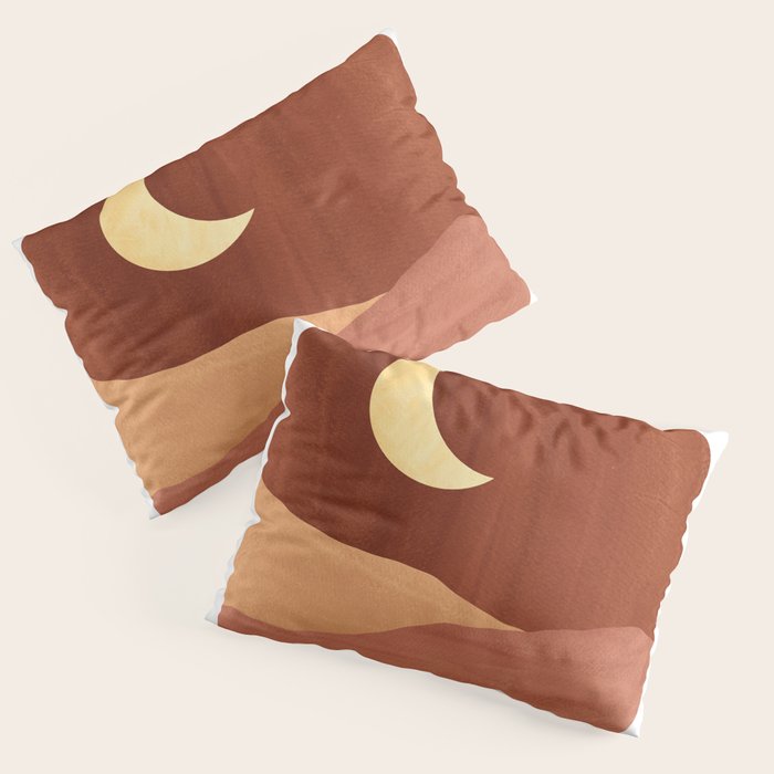 TERRACOTTA NIGHT, abstract landscape, moon and desert Pillow Sham Gallery Image 3