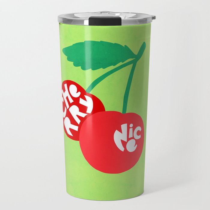Big fruit Cherry duo with fun pun 'Cherry Nice'  Travel Mug Gallery Image 1